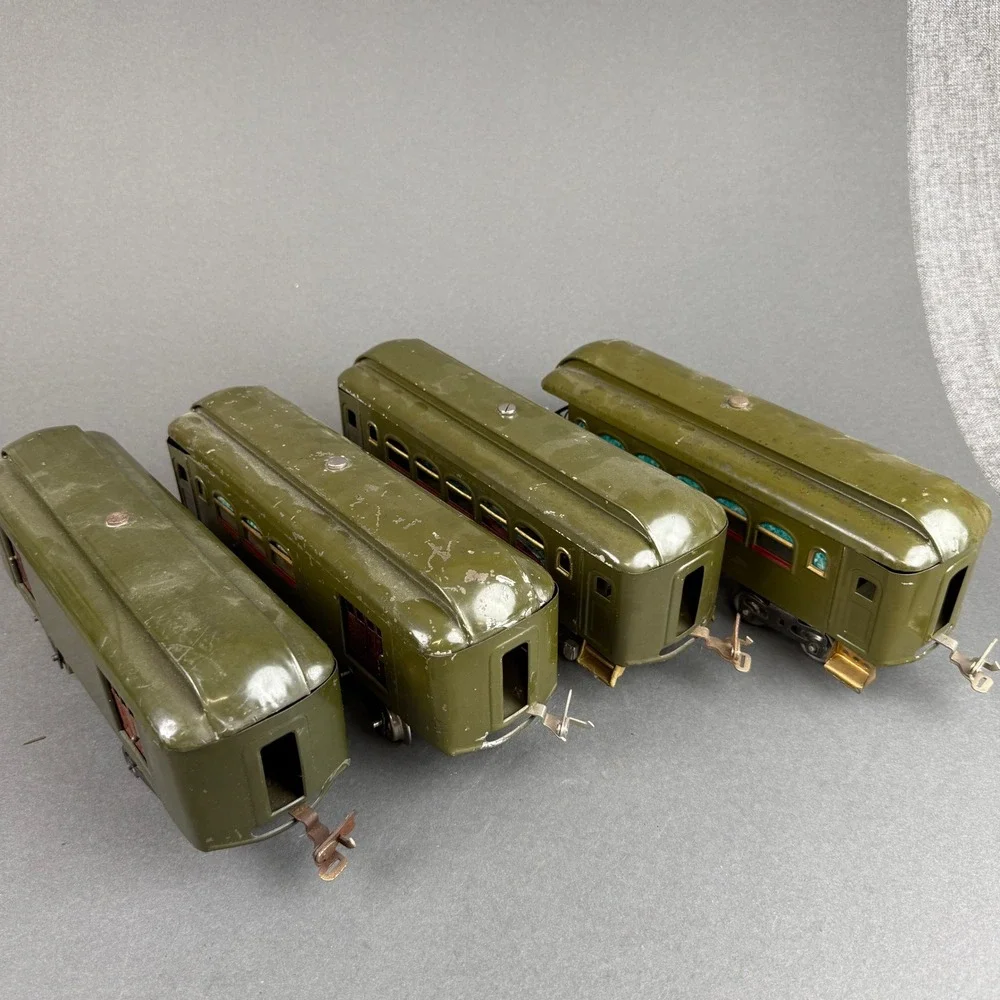 Lionel Prewar Standard Gauge Train Cars Set 33 34 35 36 Olive Green Vintage